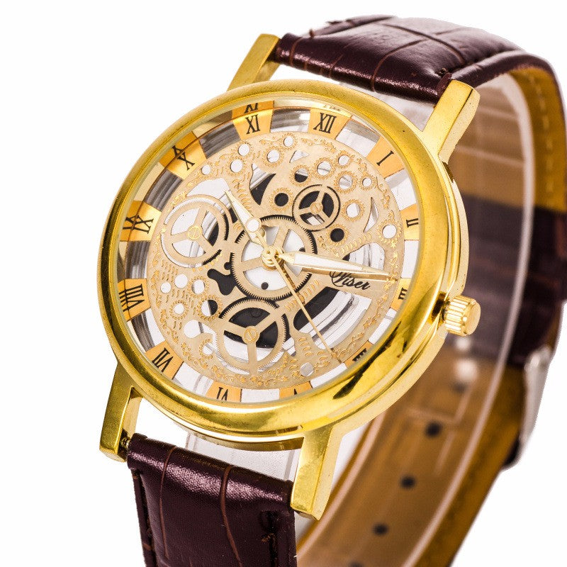 Fashion Skeleton Quartz Watch Men Transparent Hollow Watches