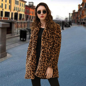 Warm Leopard Coats Faux Fur Coat