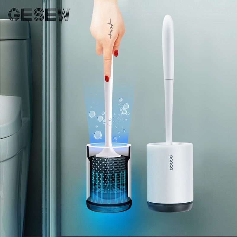 Silicone TPR Toilet Brush and Holder Quick Drain