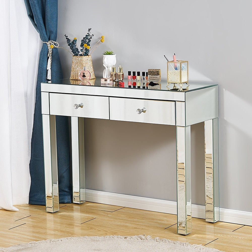 Mirrored Entryway Glass Desk