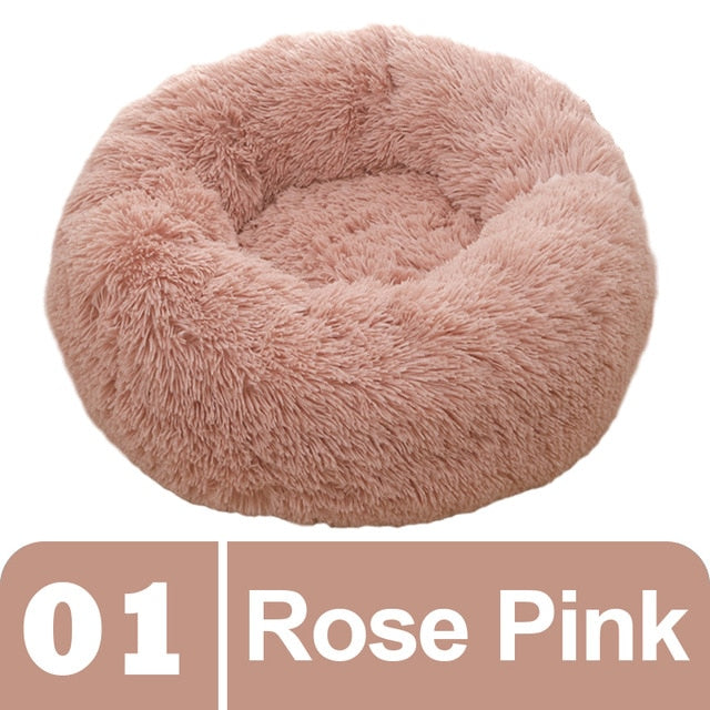 Rose Pink Plush Donut Pet Bed