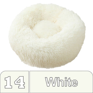 White Plush Donut Pet Bed