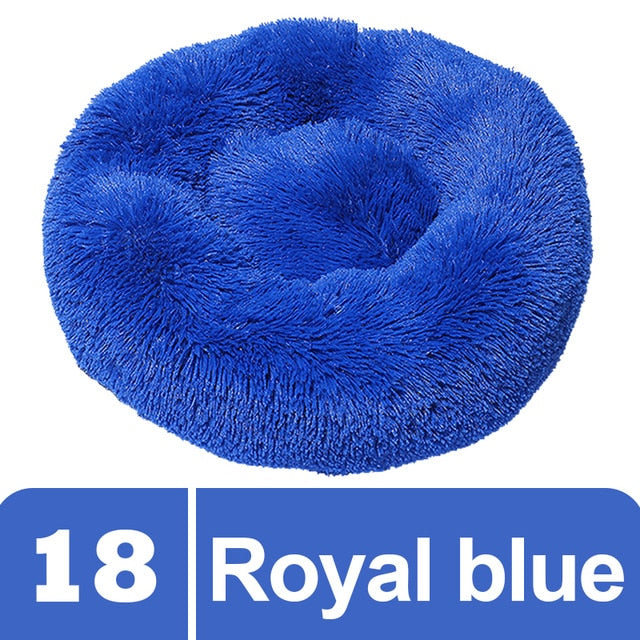 Royal Blue Plush Donut Pet Bed