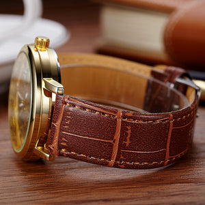 New Brand Luxury Fashion Casual Leather Men Skeleton Watch