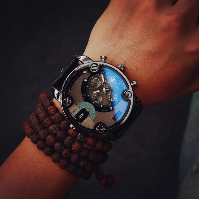 Fashion JIS High Quality Leather Band Steel Shell Men Male Quartz Watch