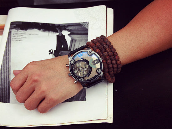 Fashion JIS High Quality Leather Band Steel Shell Men Male Quartz Watch