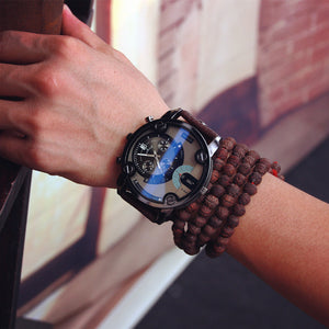 Fashion JIS High Quality Leather Band Steel Shell Men Male Quartz Watch