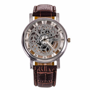 Fashion Skeleton Quartz Watch Men Transparent Hollow Watches