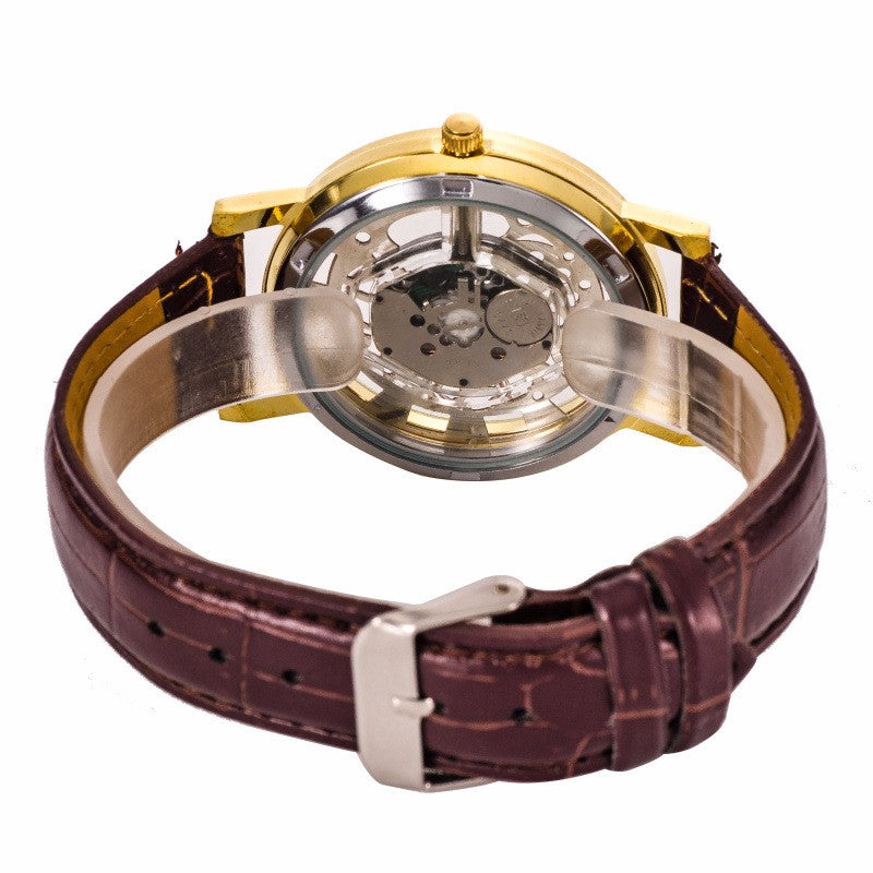 Fashion Skeleton Quartz Watch Men Transparent Hollow Watches