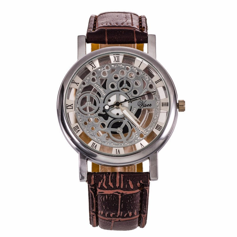 Fashion Skeleton Quartz Watch Men Transparent Hollow Watches