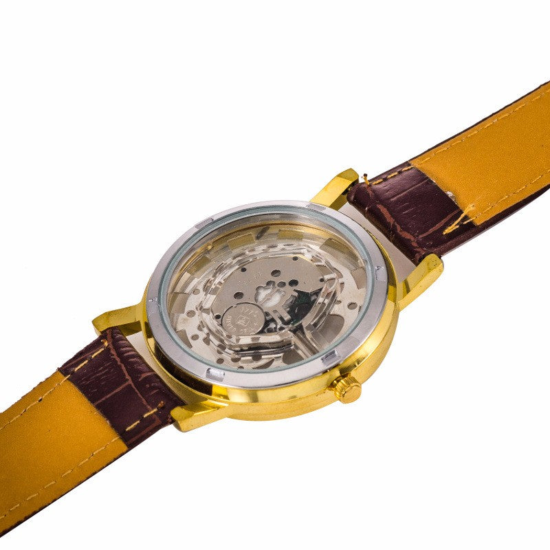 Fashion Skeleton Quartz Watch Men Transparent Hollow Watches