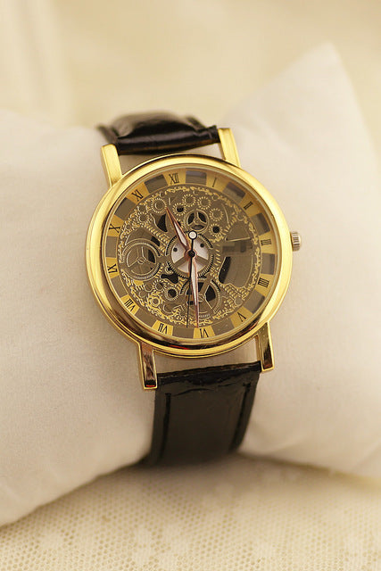 Fashion Skeleton Quartz Watch Men Transparent Hollow Watches
