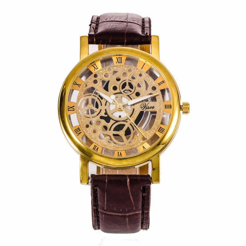 Fashion Skeleton Quartz Watch Men Transparent Hollow Watches