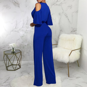 Off Shoulder Flare Sleeve Palazzo Jumpsuit