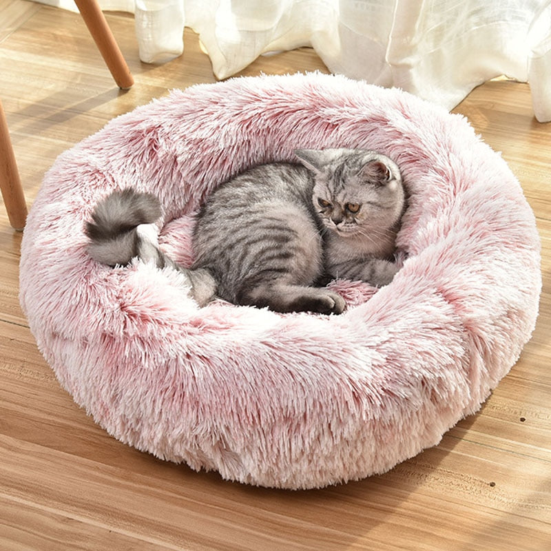 Rose Pink Plush Donut Pet Bed