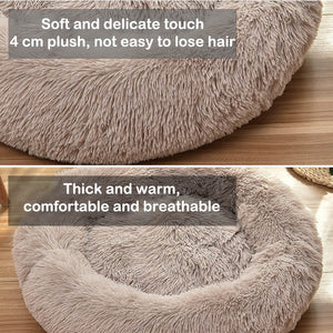 White Plush Donut Pet Bed