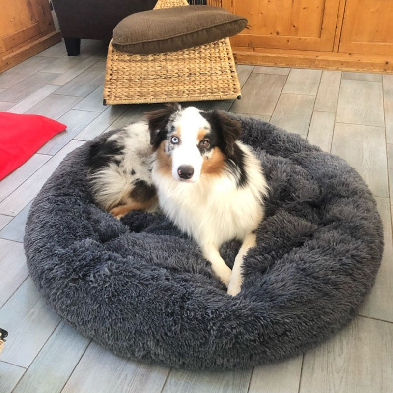 Pink Plush Donut Pet Bed