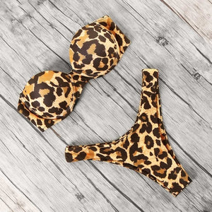 Leopard Print Push Up Bikini