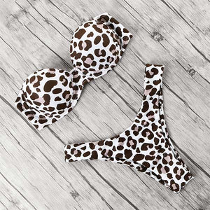 Leopard Print Push Up Bikini