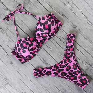 Leopard Print Push Up Bikini
