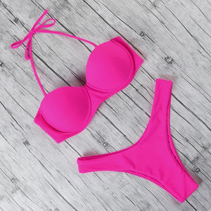Leopard Print Push Up Bikini