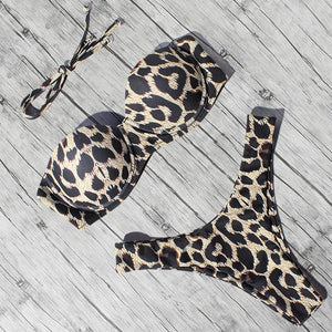 Leopard Print Push Up Bikini