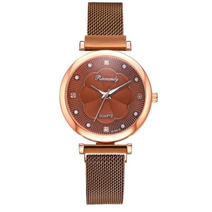Flower Rhinestone Quartz Watch Bracelet Set