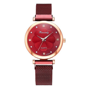 Flower Rhinestone Quartz Watch Bracelet Set
