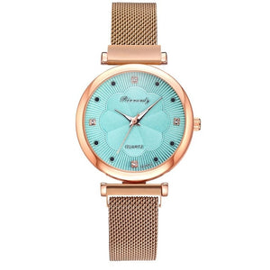 Flower Rhinestone Quartz Watch Bracelet Set