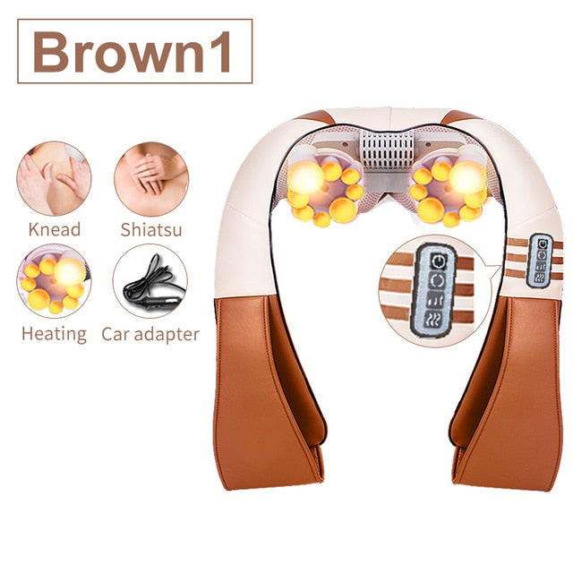 U Shape Electrical Shiatsu Back Neck Shoulder Body Massager Infrared Heated Kneading Car/Home Massager