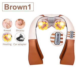 U Shape Electrical Shiatsu Back Neck Shoulder Body Massager Infrared Heated Kneading Car/Home Massager