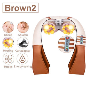 U Shape Electrical Shiatsu Back Neck Shoulder Body Massager Infrared Heated Kneading Car/Home Massager