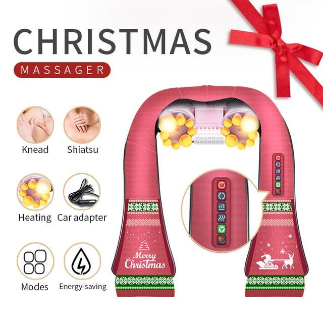 U Shape Electrical Shiatsu Back Neck Shoulder Body Massager Infrared Heated Kneading Car/Home Massager