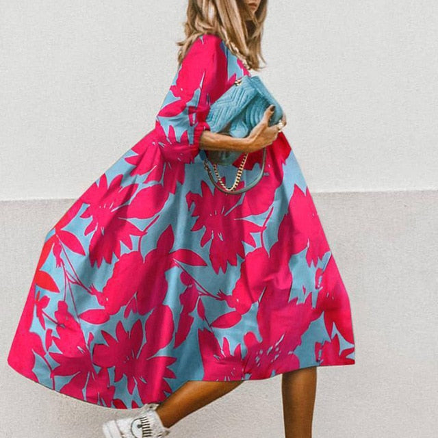 Maple Leaf Casual Half Sleeve Dress