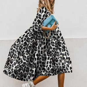 Leopard Print Casual Half Sleeve Dress