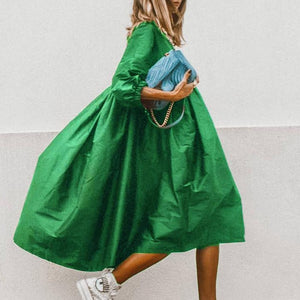 Green Casual Half Sleeve Dress