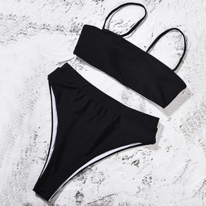 Black Padded Bra Push Up High Waist Bikini