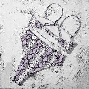 Crocodile SKin Padded Bra Push Up High Waist Bikini