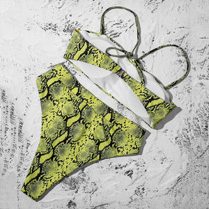 Reptile Print Padded Bra Push Up High Waist Bikini