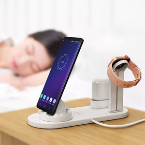 4 in 1 Wireless Charging Stand For Apple Watch 6 5 4 3 2, iPhone 11 X XS XR 8 and Airpods Pro 10W Qi Fast Charger Dock Station