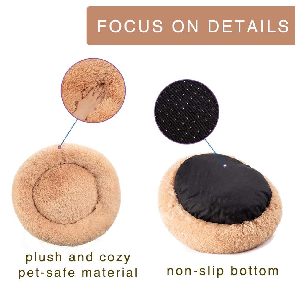 Pink Plush Donut Pet Bed