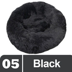 Black Plush Donut Pet Bed