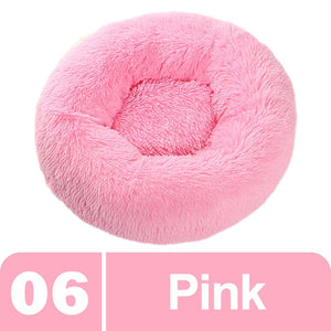 Pink Plush Donut Pet Bed