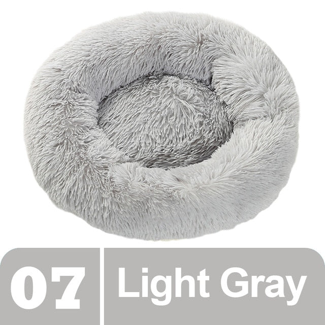 Light Gray Plush Donut Pet Bed