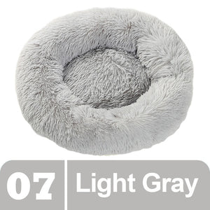 Light Gray Plush Donut Pet Bed