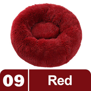Red Plush Donut Pet Bed