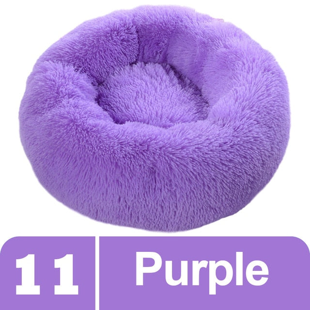Purple Plush Donut Pet Bed