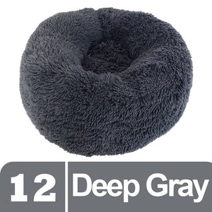 Deep Gray Plush Donut Pet Bed
