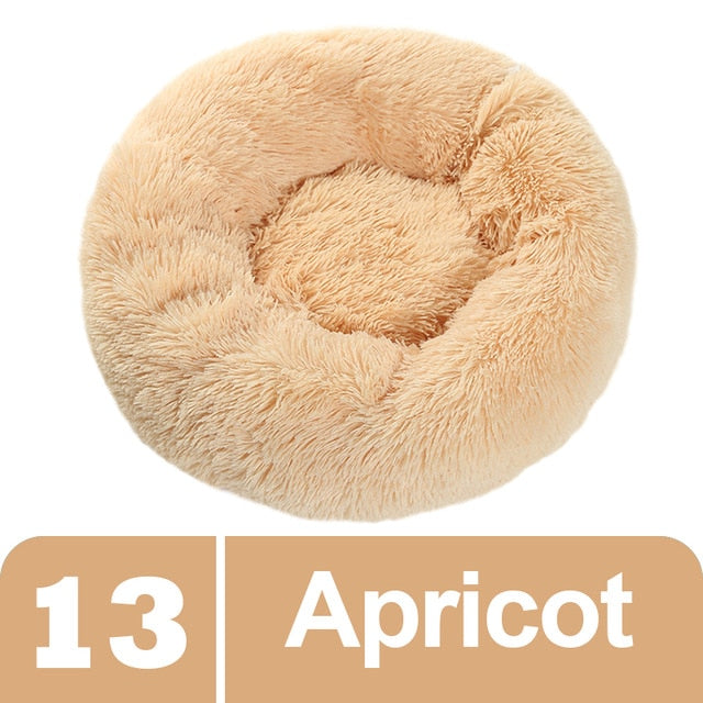 Apricot Plush Donut Pet Bed