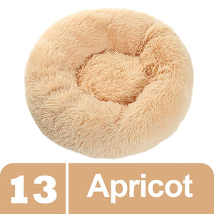 Apricot Plush Donut Pet Bed